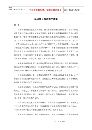 麻涌镇项目招商推广方案