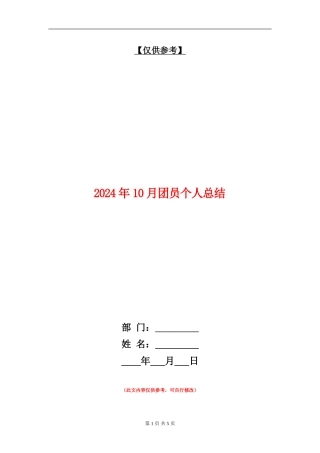 2024年10月团员个人总结
