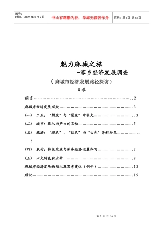 麻城市经济发展路径调查