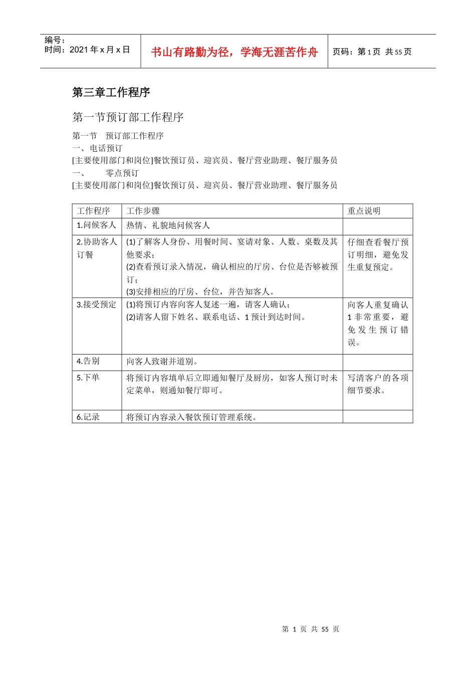 餐厅管理规程工作程序_第1页