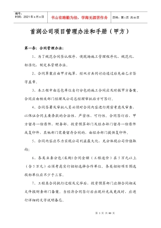 首润公司项目管理办法和手册(甲方)