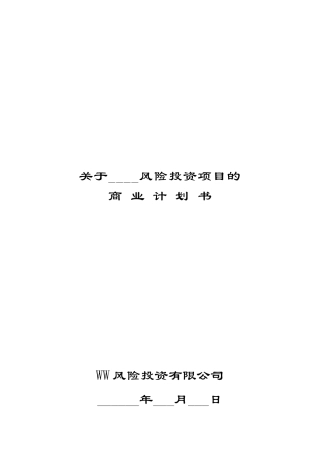 风险投资商业计划书模板