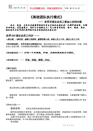 高效团队执行模式