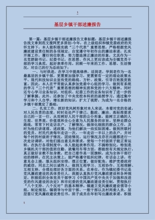 基层乡镇干部述廉报告