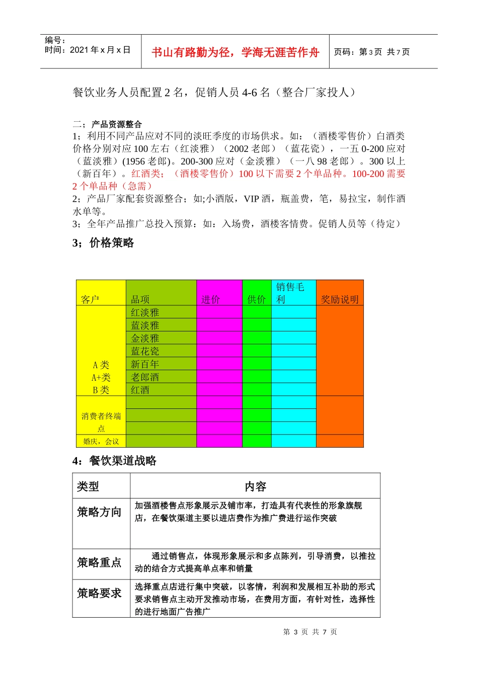餐饮年度渠道规划_第3页