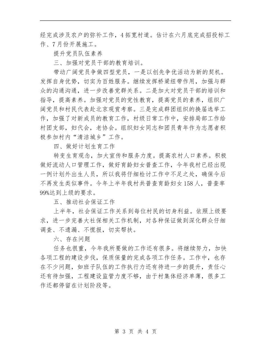 2024年度村政府半年小结和计划范文_第3页