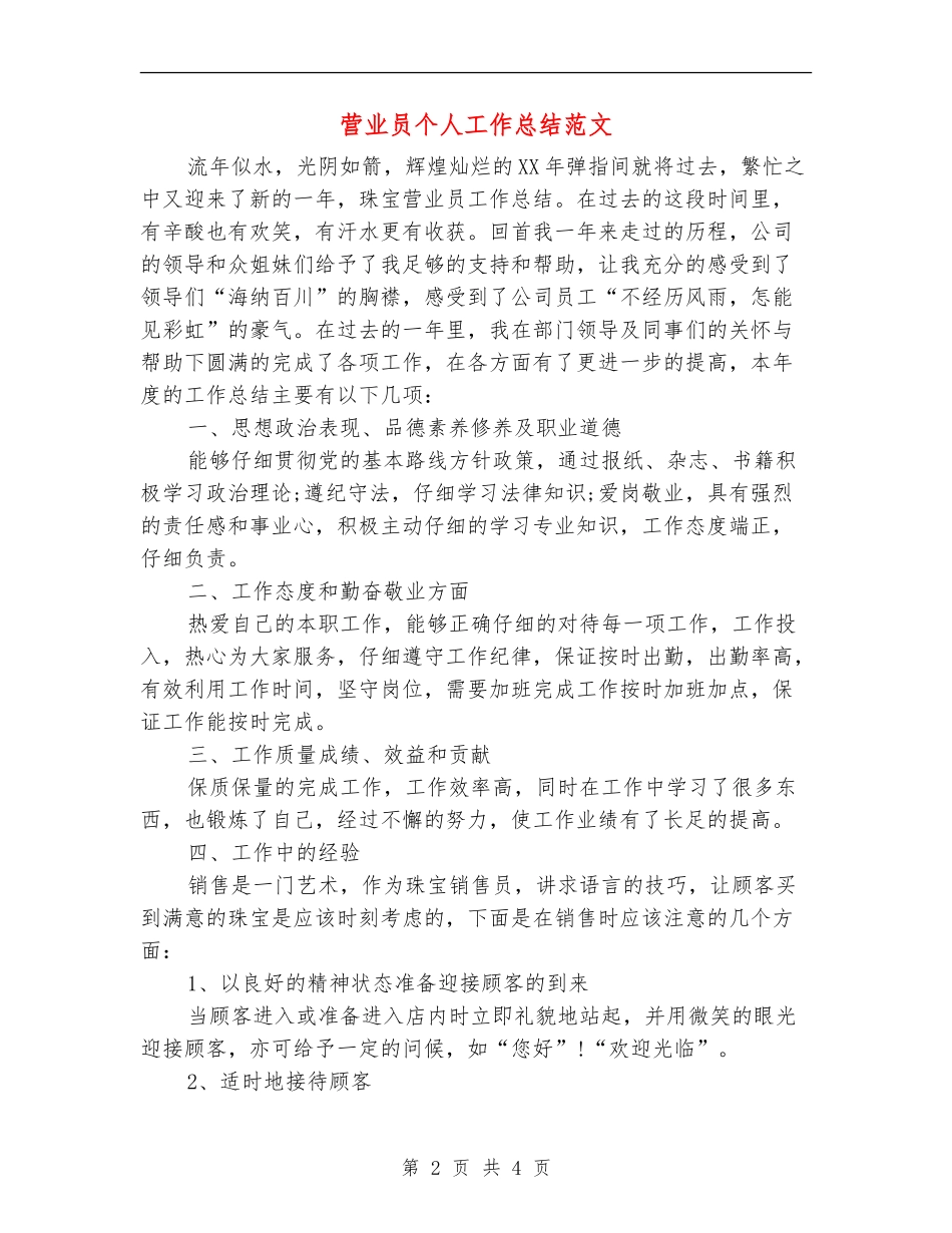 营业员个人工作总结范文_第2页