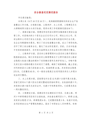 安全督查近况情况报告