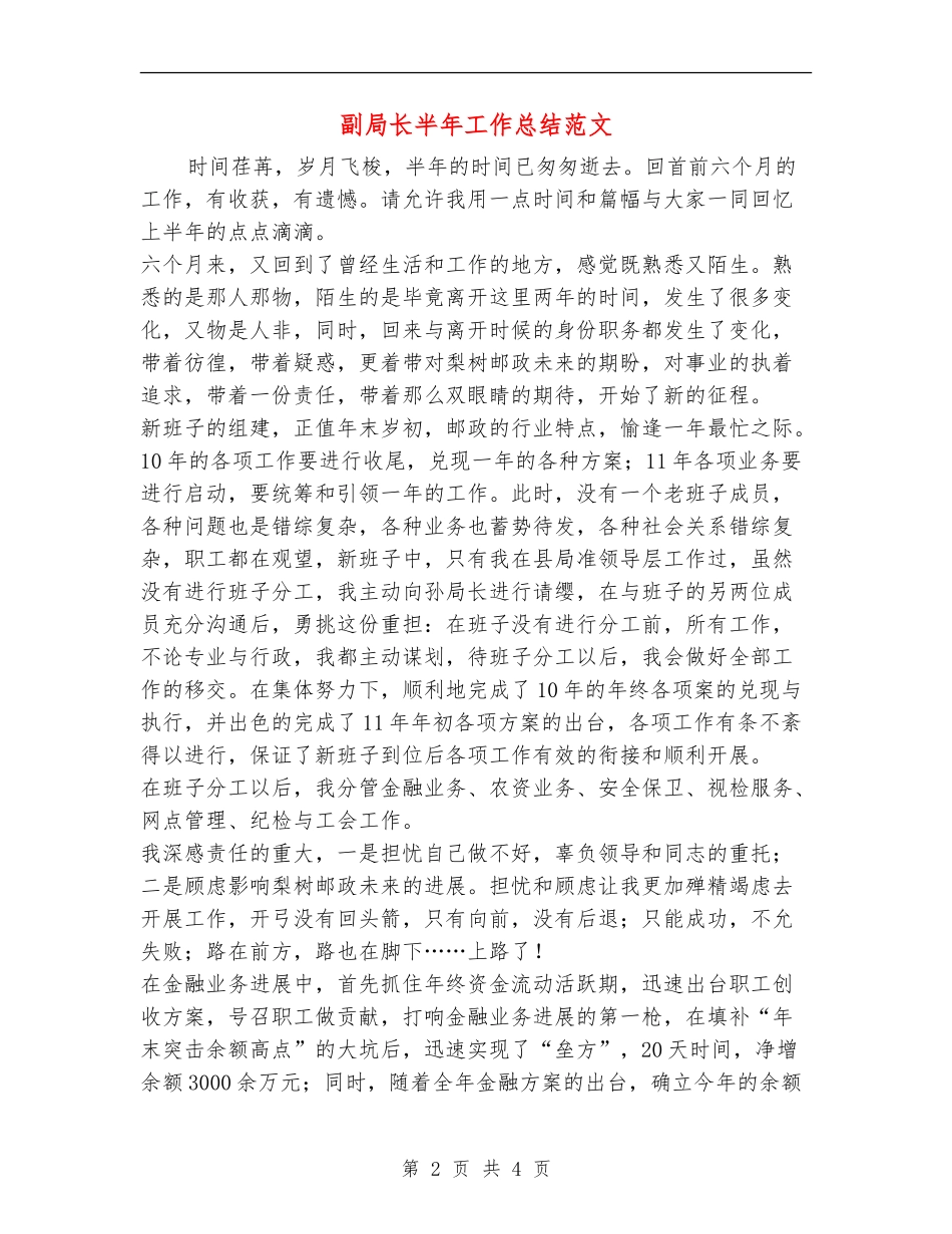副局长半年工作总结范文_第2页