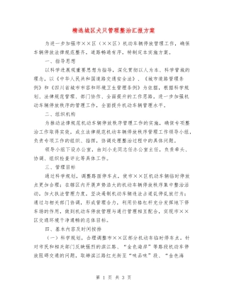 城区犬只管理整治汇报方案