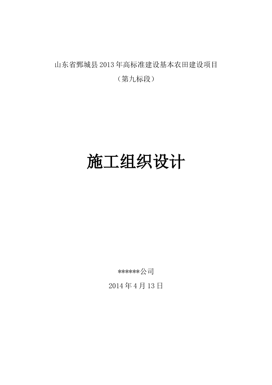 高标准建设基本农田建设项目施工组织设计_第1页