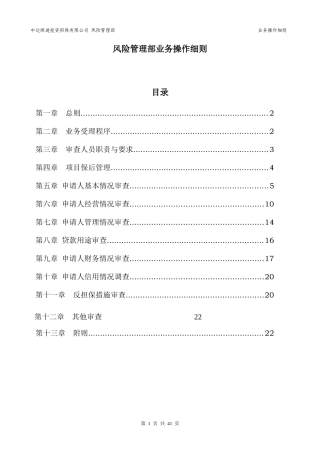 风险管理部业务操作细则