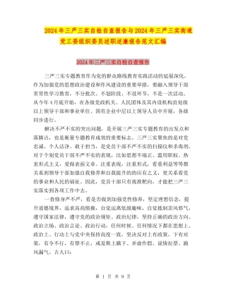 2024年三严三实自检自查报告与2024年三严三实街道党工委组织委员述职述廉报告范文汇编