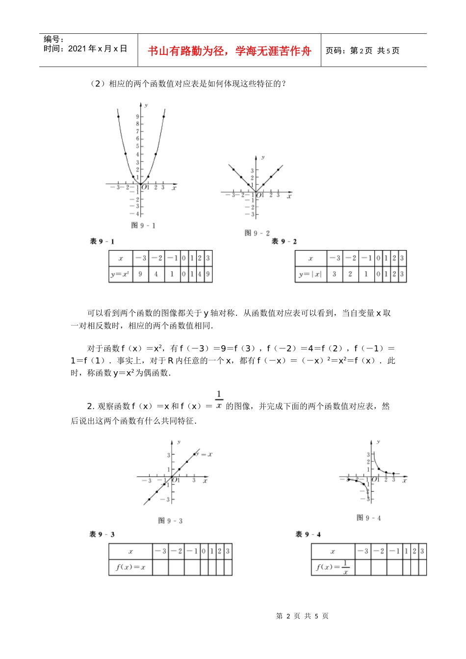高中数学新课程创新教学设计案例--函数的奇偶性_第2页