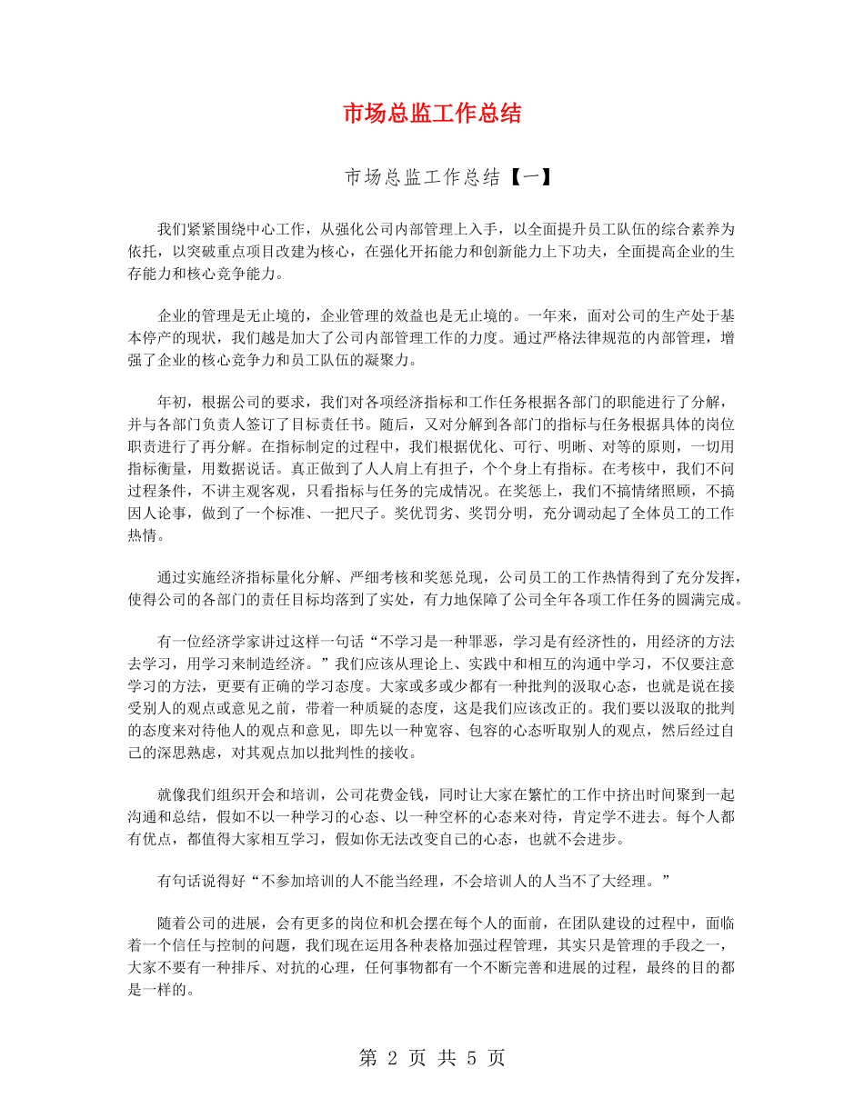 市场总监工作总结_第2页