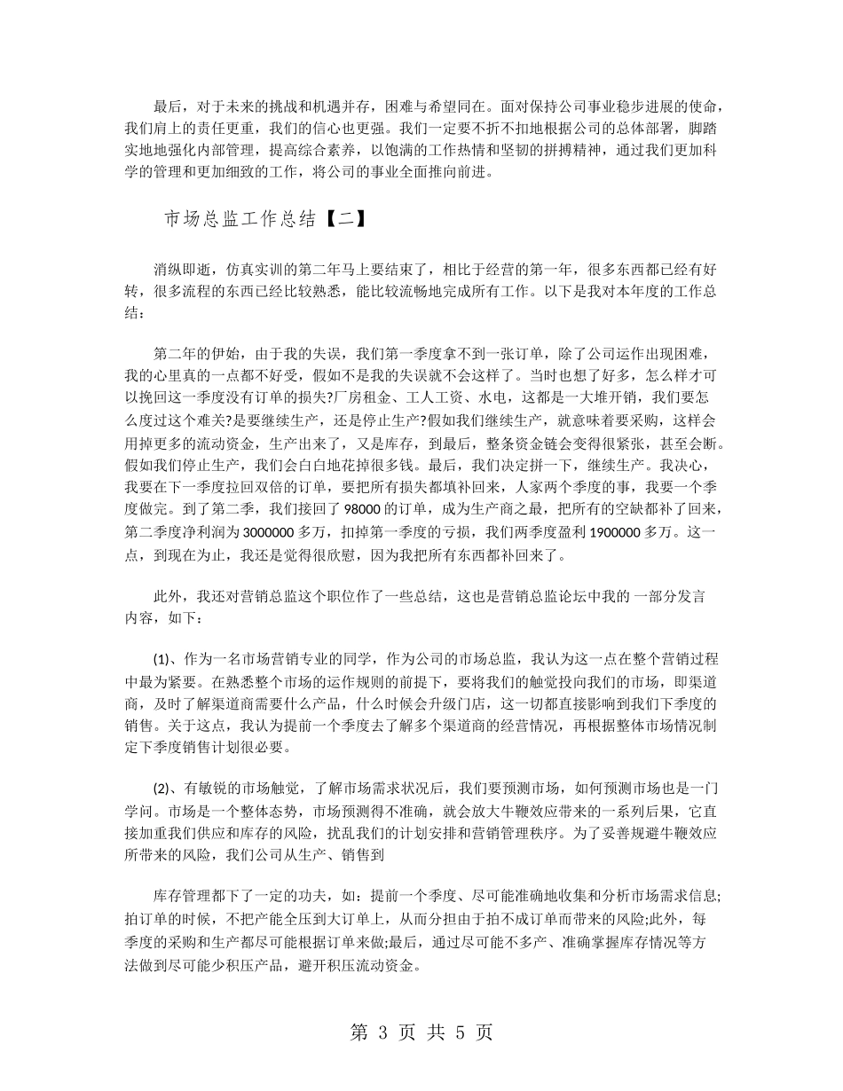 市场总监工作总结_第3页