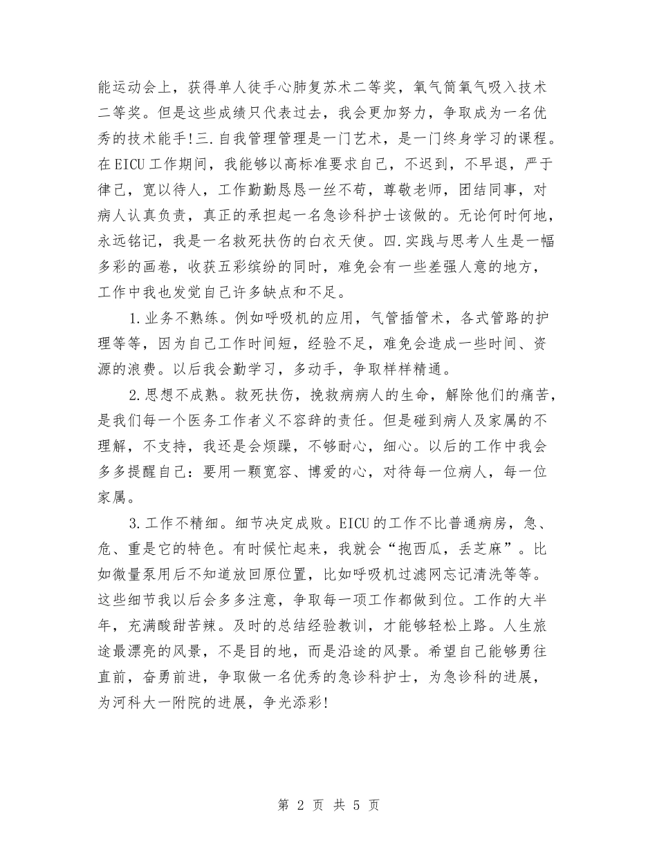 2024年急诊科护士年终工作总结与2024年急诊部护士年度工作总结汇编_第2页