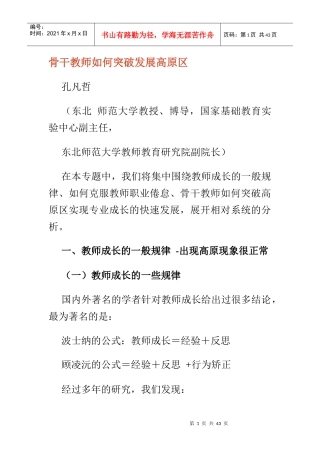 骨干教师如何突破发展高原区