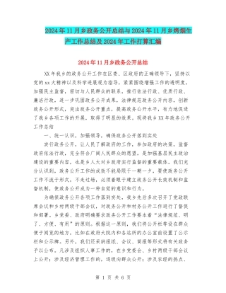 2024年11月乡政务公开总结与2024年11月乡烤烟生产工作总结及2024年工作打算汇编