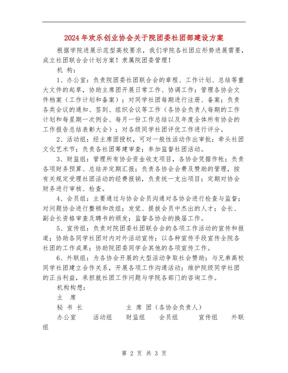 2024年快乐创业协会关于院团委社团部建设方案_第2页