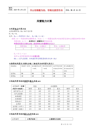风管阻力计算(YORK产品手册提供)