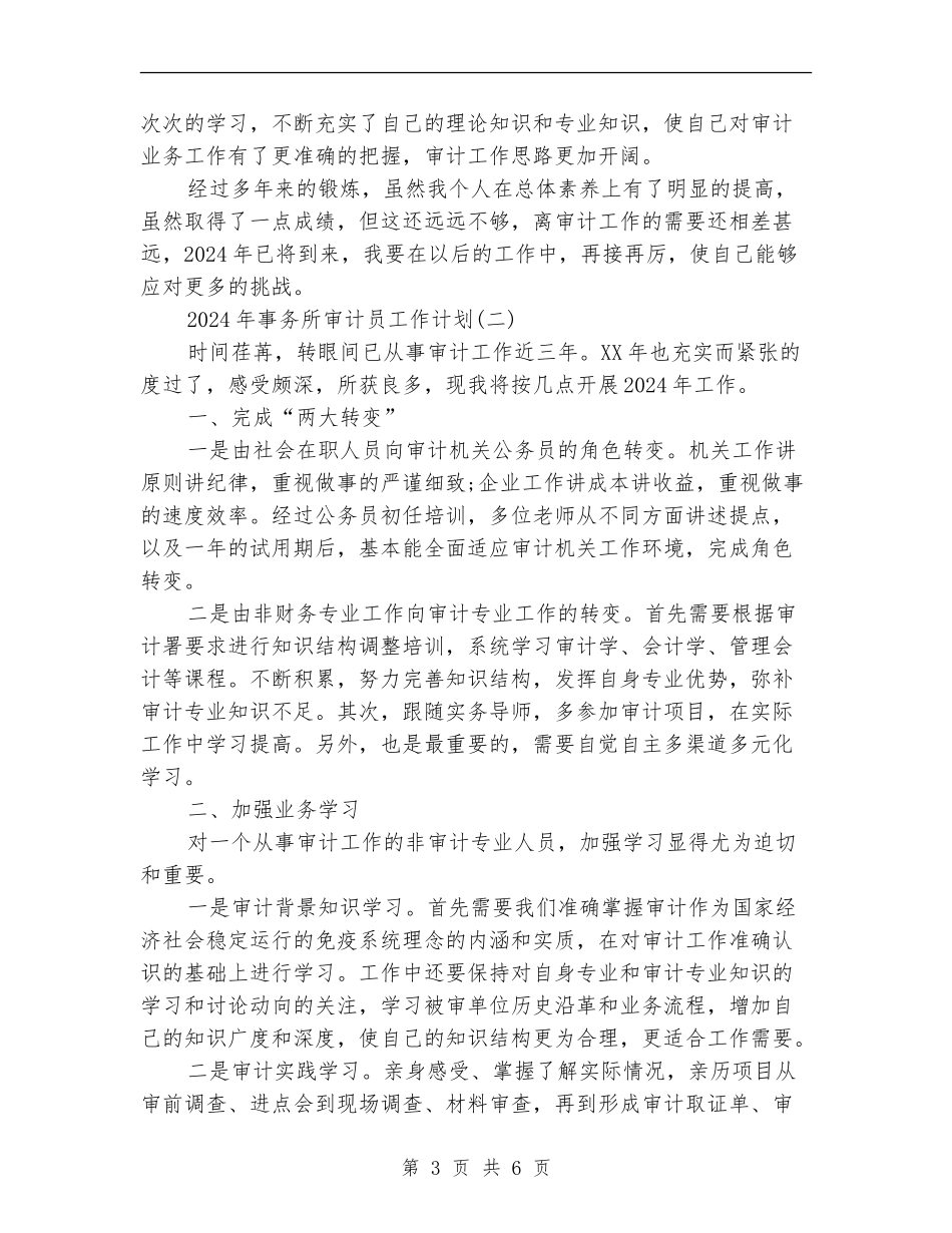2024年事务所审计员工作计划_第3页