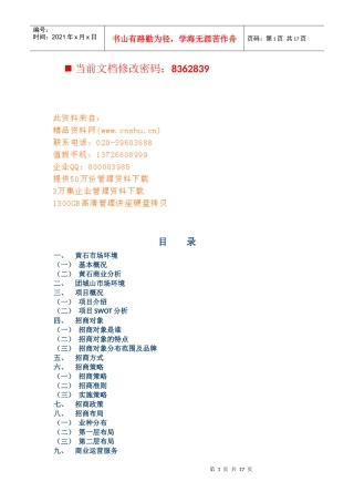 黄石家天下招商策划管理手册