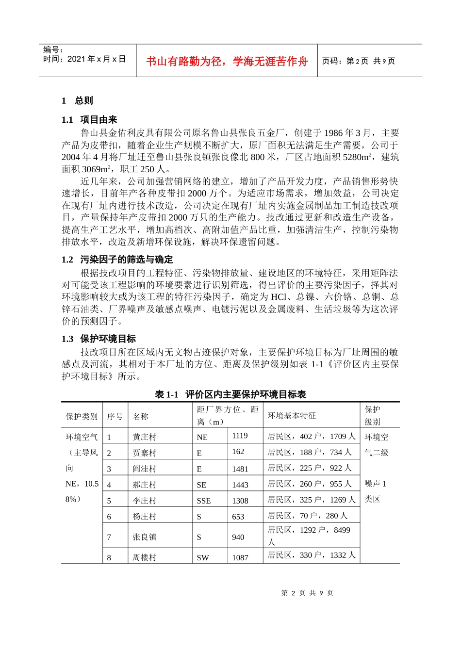 鲁山县金佑利皮具有限公司金属制品加工制造技改项目环境影响报告书简本_第2页