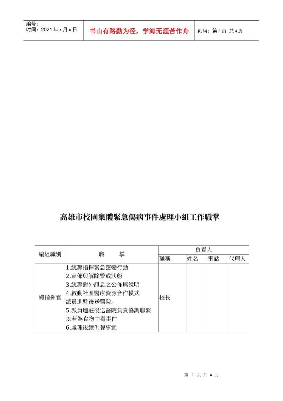 高雄市校园集体紧急伤病事件处理小组组织架构_第2页