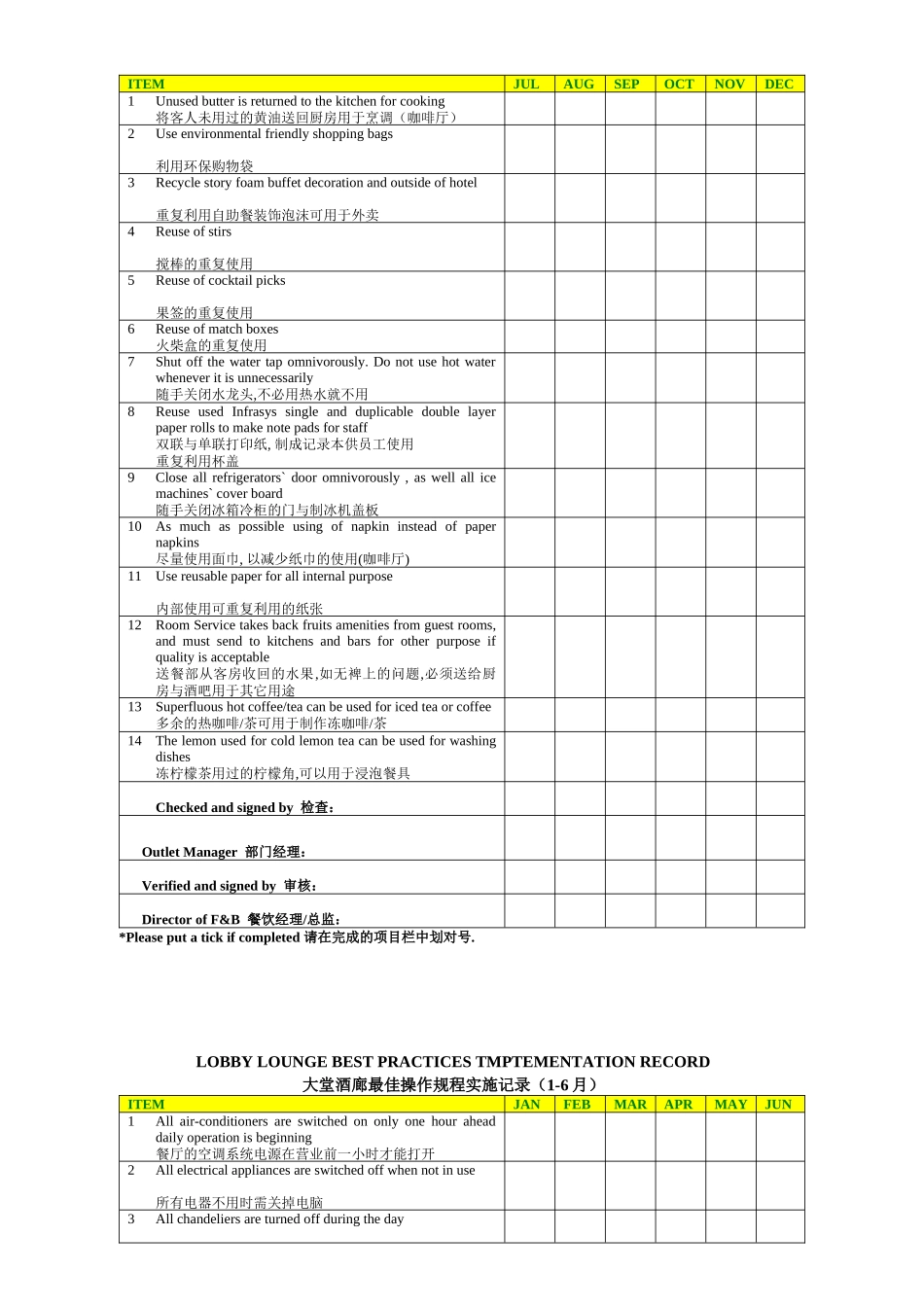 餐厅规章制度(中英文)1_第2页