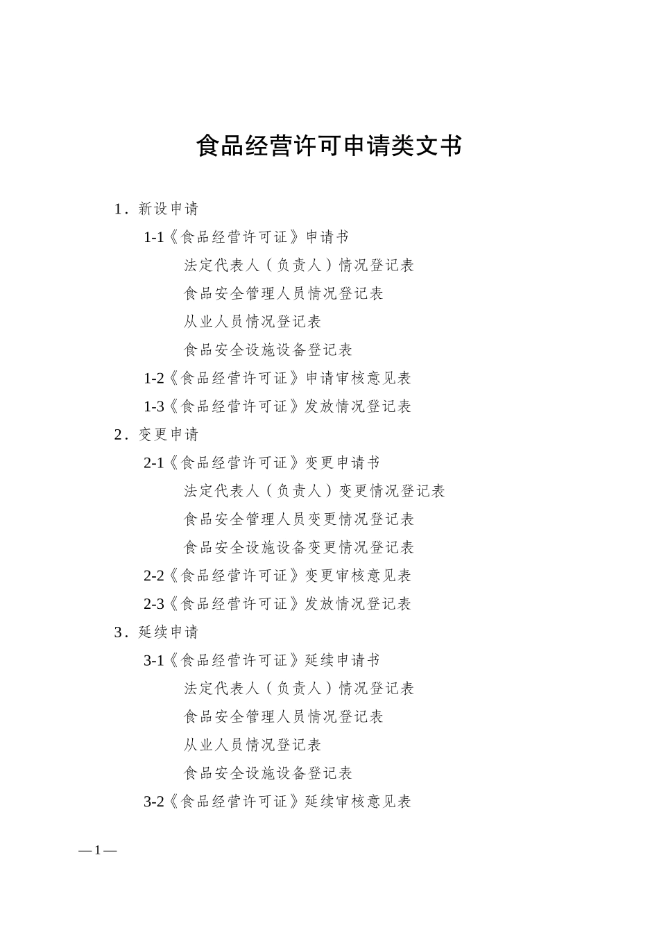 食品经营许可申请类文书_第1页