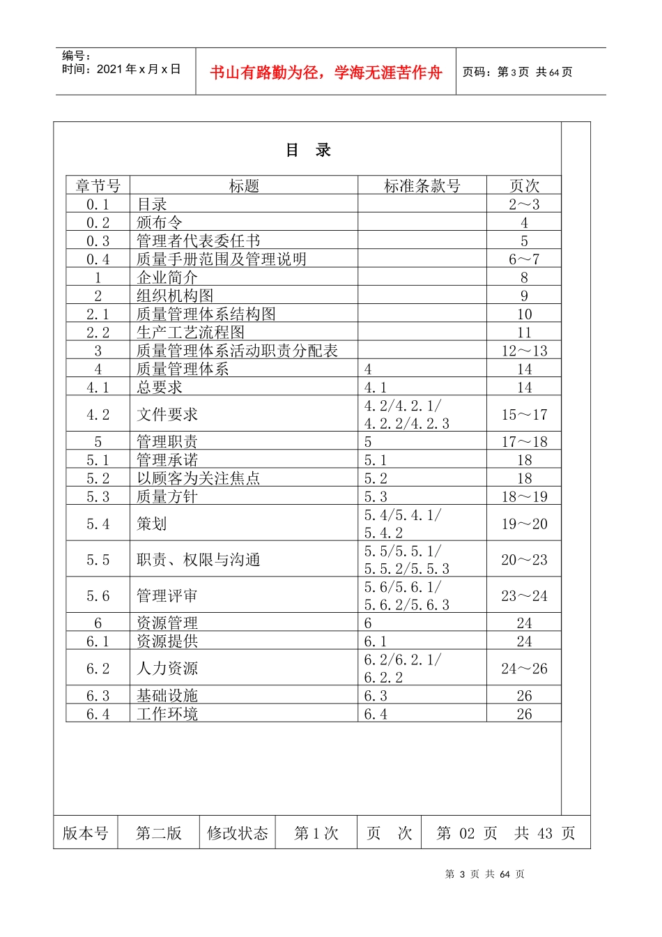 食品公司质量手册XGL_第3页