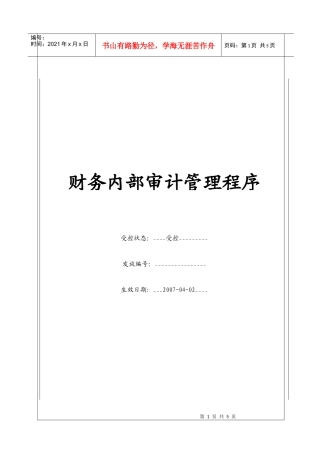 （BT-CW-101）财务内部审计管理程序