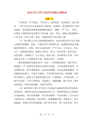 2024关于三严三实严以用权心得体会