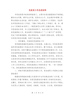 民政局工作先进材料