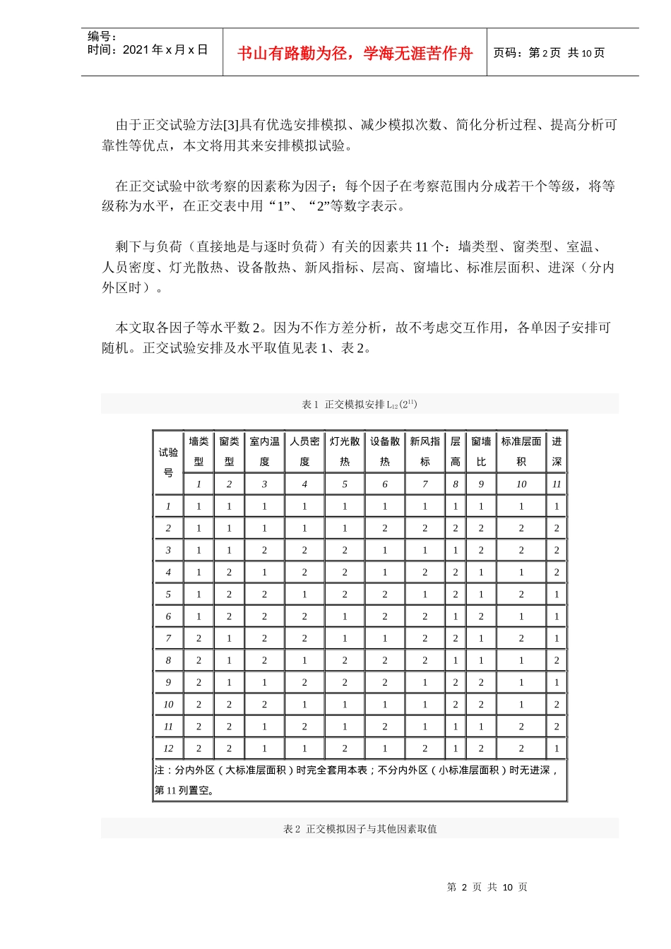 高层办公建筑空调设计冷负荷与全年耗冷量模拟分析(doc11)(1)_第2页