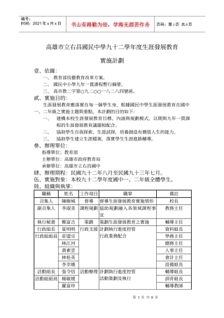 高雄市立右昌国民中学九十二学年度生涯发展教育