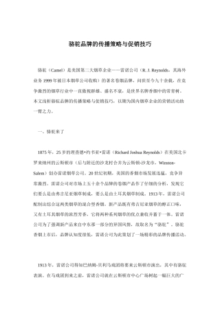 骆驼品牌的传播策略和促销技巧