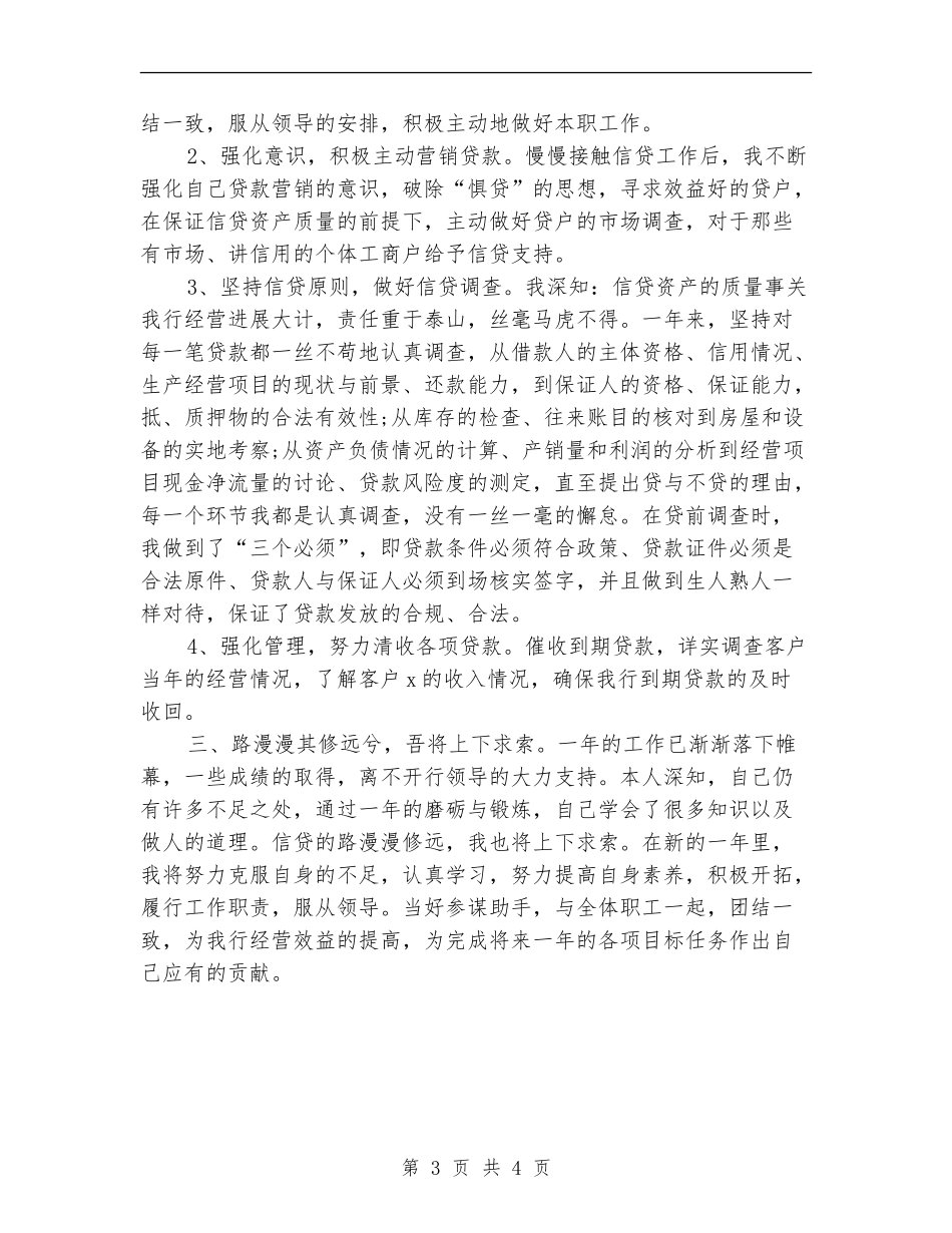 2024年度银行信贷员个人工作总结_第3页