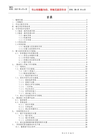 黄土隧道安全风险评估报告
