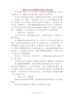 2024年10月大学生村官工作总结
