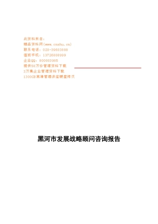 黑河市发展战略综合报告