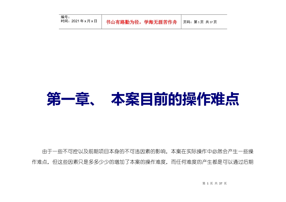 黄金大道项目建议报告_第1页