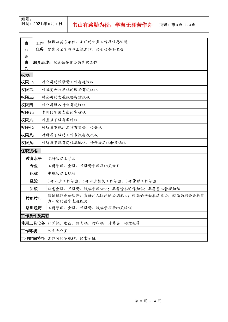 高速公路公司事业发展部经理岗位职责_第3页