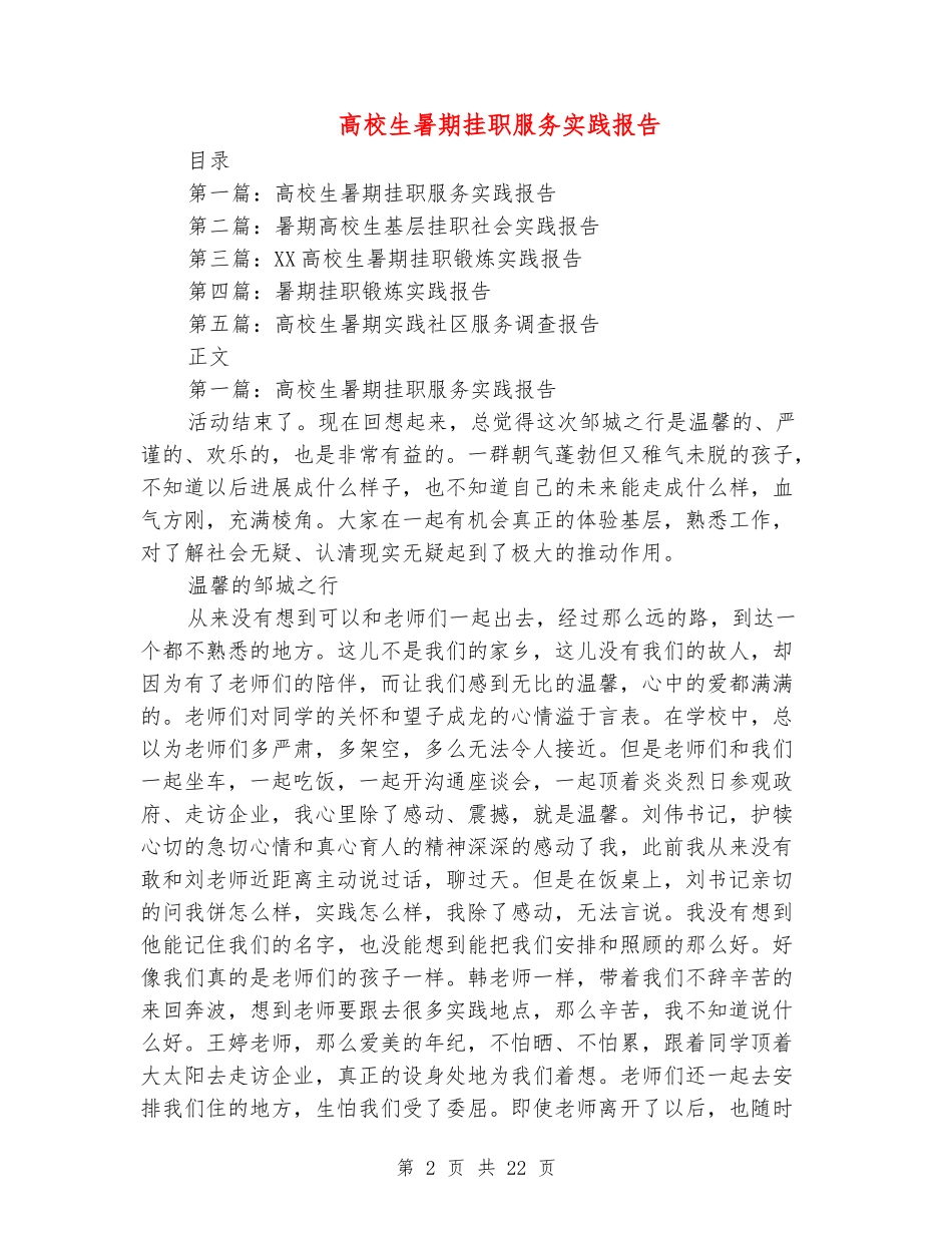 大学生暑期挂职服务实践报告_第2页