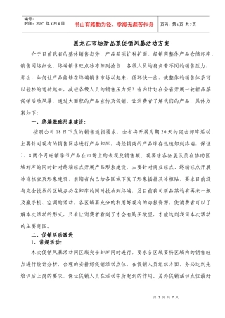 黑龙江市场新品茶8月促销风暴活动方案(1)