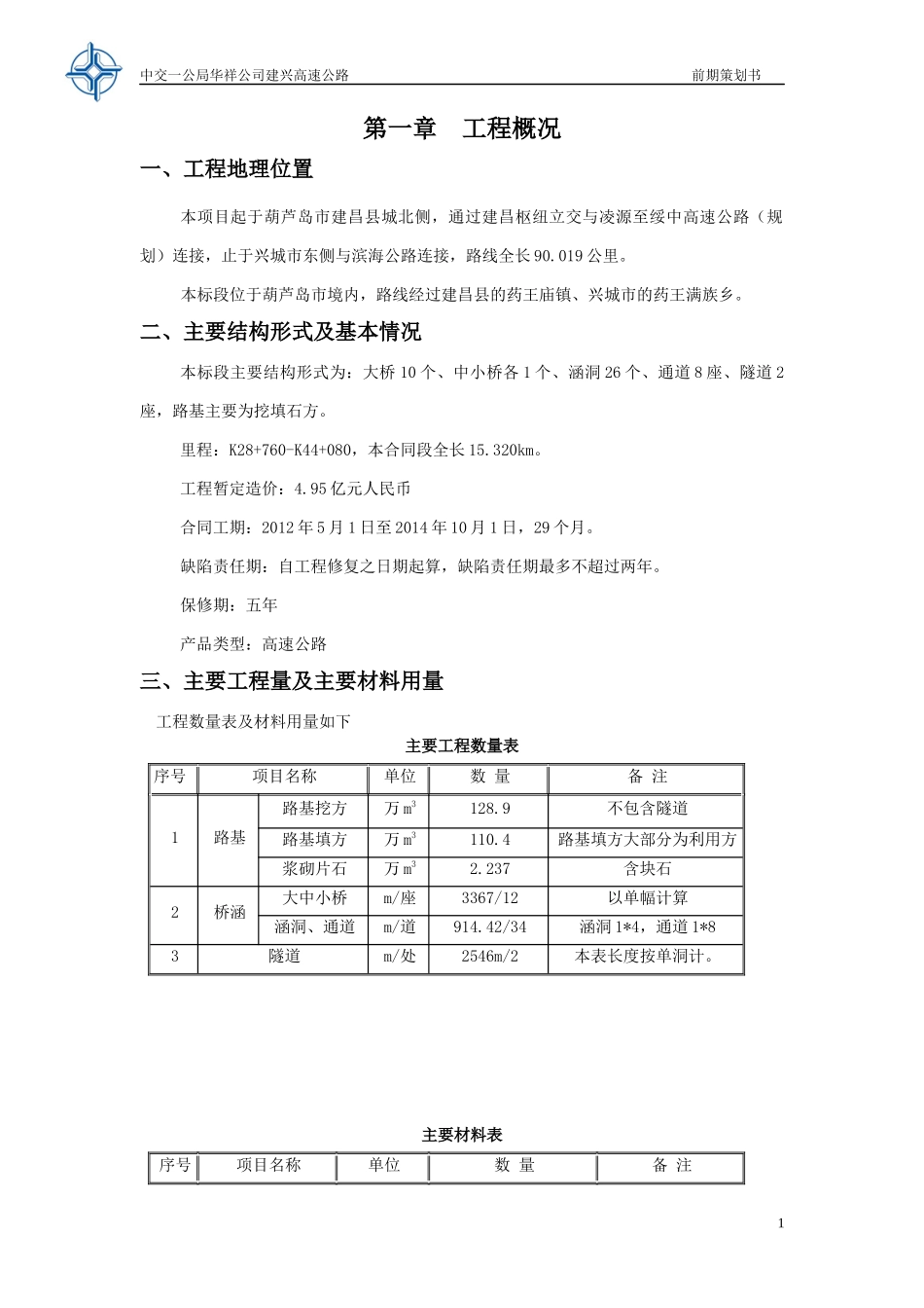 高速公路前期策划书_第1页