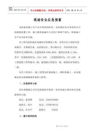 龙城 安全应急预案