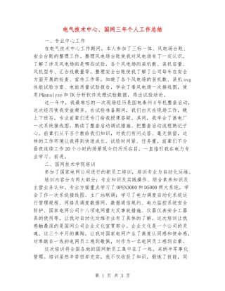 电气技术中心、国网三年个人工作总结