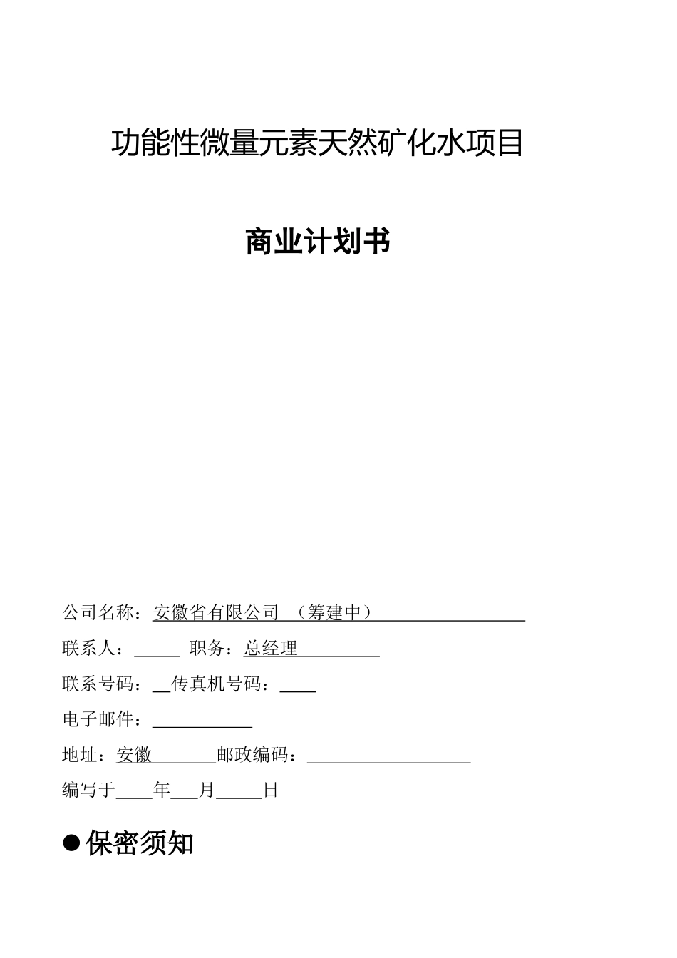 麦饭石商业计划书_第1页